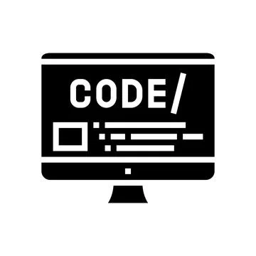 Code on computer screen glyph icon vector illustration イラスト素材
