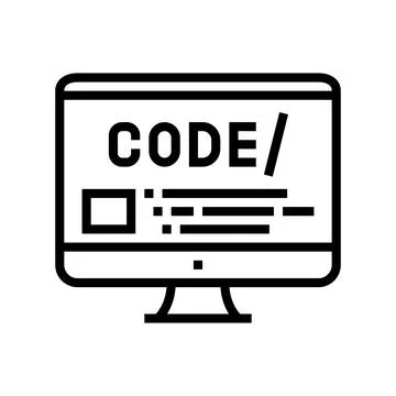 Code on computer screen line icon vector illustration Stock Illustration