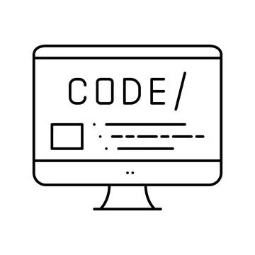 Code on computer screen line icon vector illustration Stock Illustration