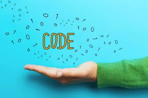 Code concept with hand Stock Illustration