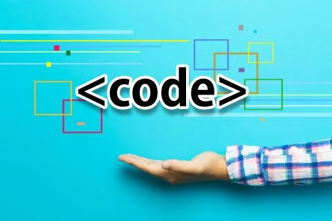 Code concept with hand Stock Illustration