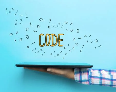 Code concept with a tablet Stockillustratie