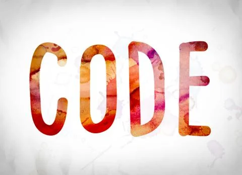 Code Concept Watercolor Word Art 스톡 일러스트
