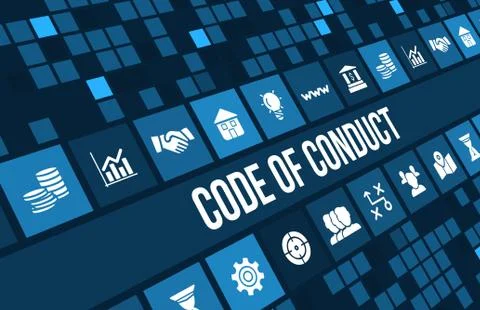 Code of conduct concept image with business icons and copyspace. Иллюстрация
