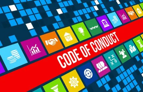 Code of conduct concept image with business icons and copyspace. Illustrazione stock