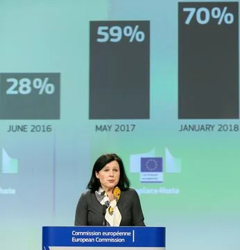 Code of Conduct on countering illegal online hate speech press conference, Bruss Stock Photos