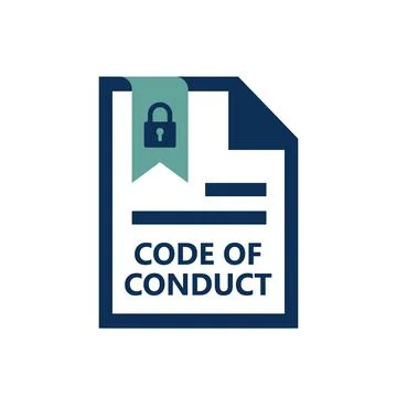 Code of Conduct Document Icon with Lock Symbol on white background isolated Stock Illustration