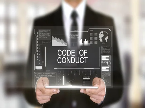 Code of Conduct, Hologram Futuristic Interface, Augmented Virtual Reality Stock-Footage 77117423