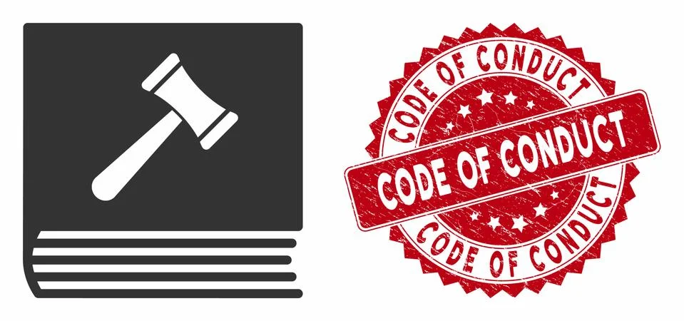 Code of Conduct Icon with Textured Code of Conduct Stamp Illustrazione stock