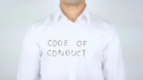 Code of Conduct, Man Writing on Glass Stock Footage 78038973
