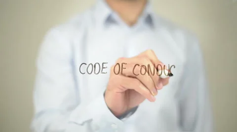 Code of Conduct, Man writing on transparent screen Stock-Footage 62827290