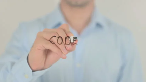 Code Of Conduct, Man Writing on Transparent Screen Stock-Footage 157316953