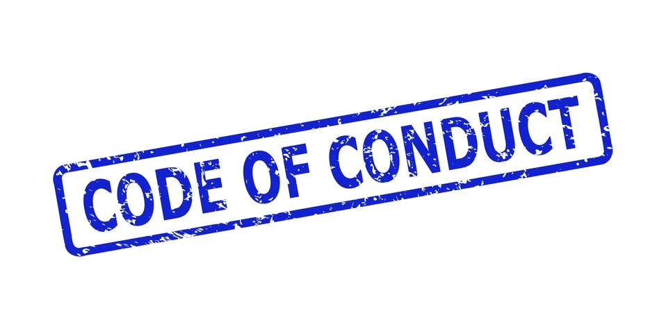 CODE OF CONDUCT Stamp with Grunge Surface and Rounded Rectangle Frame 스톡 일러스트