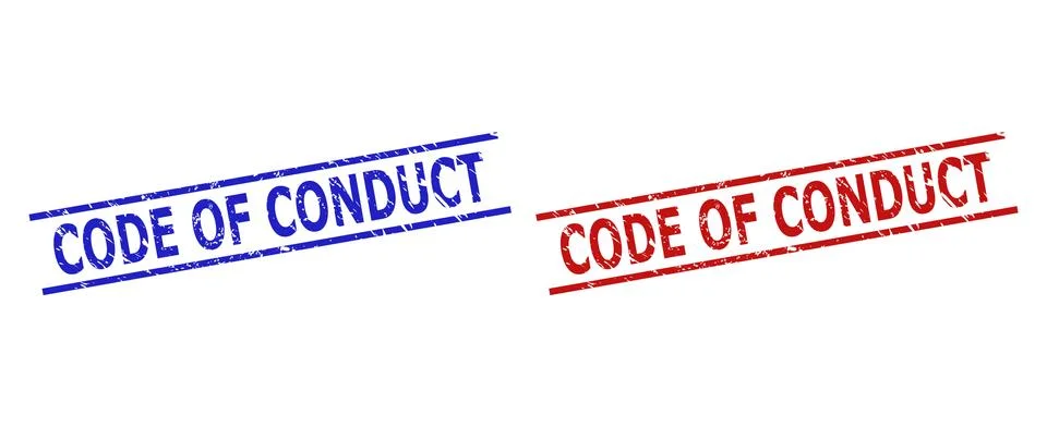 CODE OF CONDUCT Stamp Seals with Unclean Surface and Parallel Lines Stock Illustration