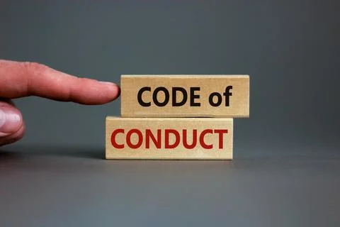 Code of conduct symbol. Concept words 'Code of conduct' on wooden blocks on a Foto stock