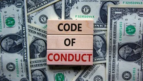 Code of conduct symbol. Concept words 'Code of conduct' on wooden blocks on a Stock Photos