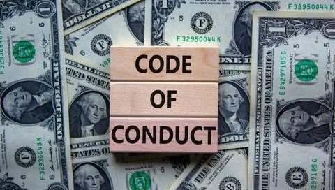 Code of conduct symbol. Concept words 'Code of conduct' on wooden blocks on a Stock Photos