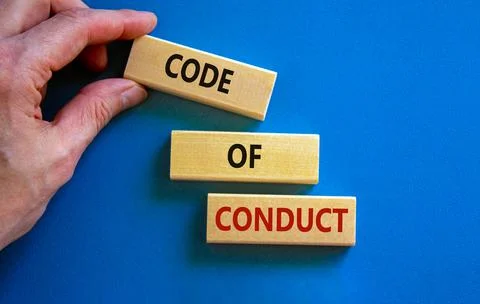 Code of conduct symbol. Concept words 'Code of conduct' on wooden blocks on a Foto stock
