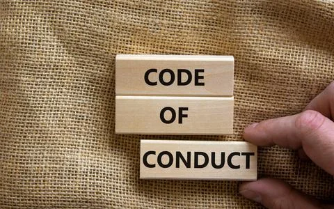 Code of conduct symbol. Concept words 'Code of conduct' on wooden blocks on a Foto stock