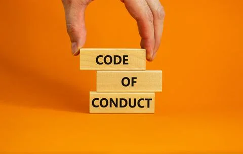 Code of conduct symbol. Concept words 'Code of conduct' on wooden blocks on a Foto stock