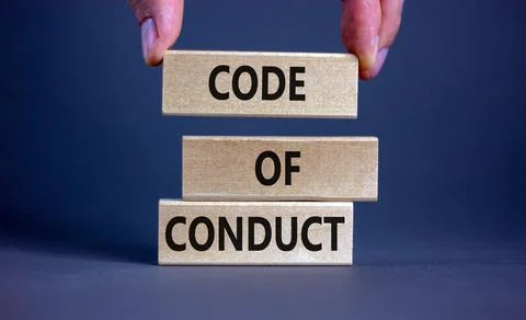 Code of conduct symbol. Concept words 'Code of conduct' on wooden blocks on a Foto stock