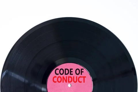 Code of conduct symbol. Concept words Code of conduct on retro black vinyl di Stock-Fotos