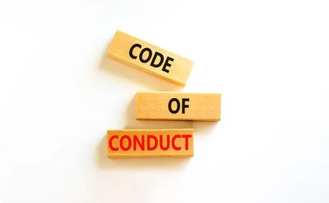 Code of conduct symbol. Concept words Code of conduct on wooden blocks on a b Stock Photos