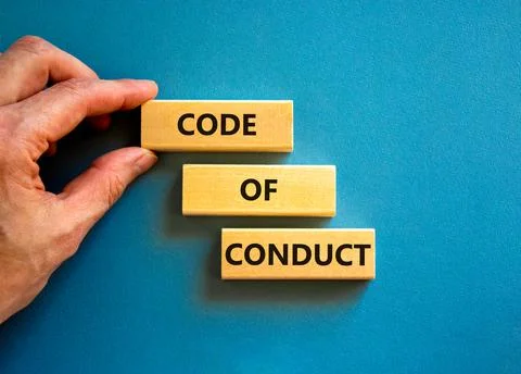 Code of conduct symbol. Concept words Code of conduct on wooden blocks on a b Stock Photos