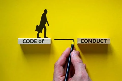 Code of conduct symbol. Wooden blocks with words 'Code of conduct'. Businessm Foto stock
