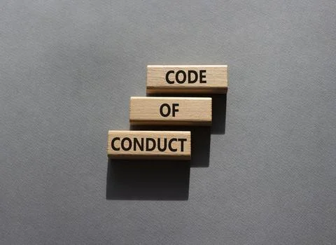 Code of conduct symbol. Wooden blocks with words Code of conduct. Beautiful.. 库存照片