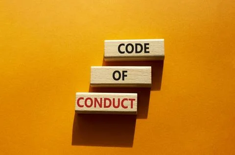 Code of conduct symbol. Wooden blocks with words Code of conduct. Beautiful.. Foto stock