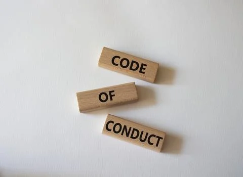 Code of conduct symbol. Wooden blocks with words Code of conduct. Beautiful.. Stock-Fotos
