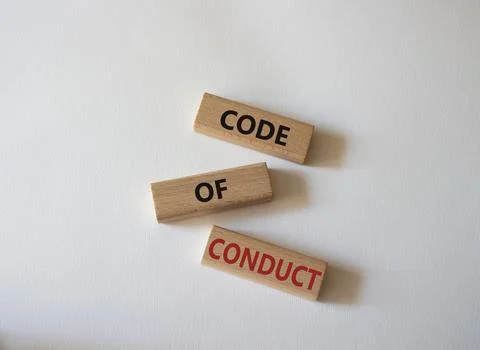 Code of conduct symbol. Wooden blocks with words Code of conduct. Beautiful.. Stock-Fotos