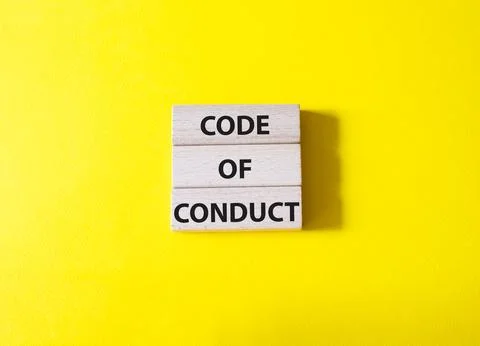 Code of conduct symbol. Wooden blocks with words Code of conduct. Beautiful.. Foto stock