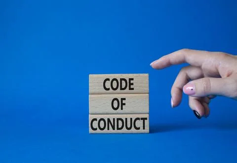 Code of conduct symbol. Wooden blocks with words Code of conduct. Beautiful.. Stock-Fotos