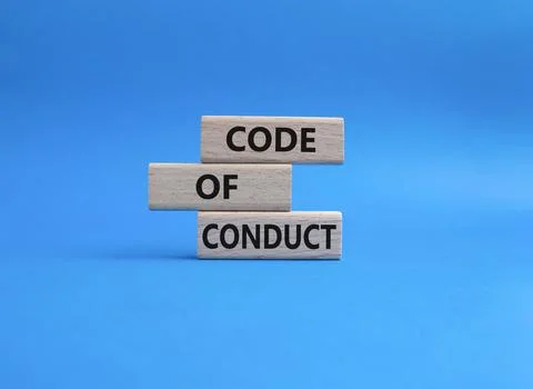 Code of conduct symbol. Wooden blocks with words Code of conduct. Beautiful.. Foto stock