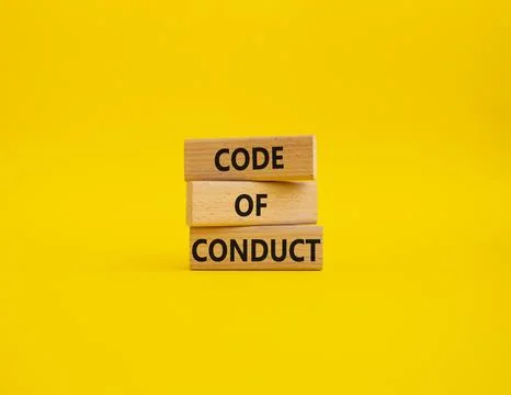 Code of conduct symbol. Wooden blocks with words Code of conduct. Beautiful.. 스톡 사진