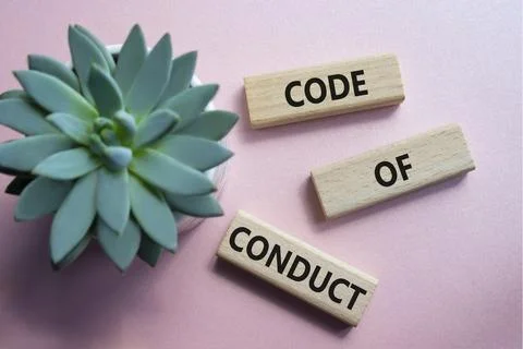 Code of conduct symbol. Wooden blocks with words Code of conduct. Beautiful.. 스톡 사진