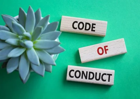 Code of conduct symbol. Wooden blocks with words Code of conduct. Beautiful.. Stock Photos