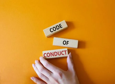 Code of conduct symbol. Wooden blocks with words Code of conduct. Beautiful.. Foto stock