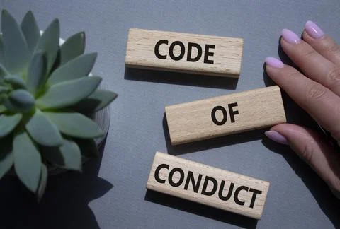 Code of conduct symbol. Wooden blocks with words Code of conduct. Beautiful.. Stock-Fotos