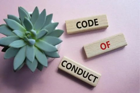 Code of conduct symbol. Wooden blocks with words Code of conduct. Beautiful.. Stock-Fotos