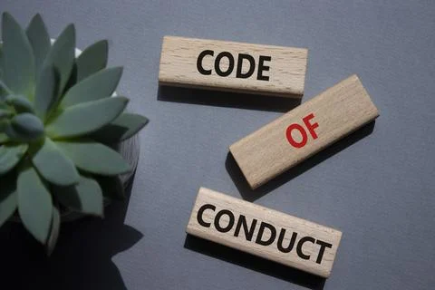 Code of conduct symbol. Wooden blocks with words Code of conduct. Beautiful.. Stock-Fotos