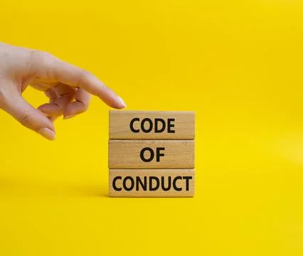 Code of conduct symbol. Wooden blocks with words Code of conduct. Beautiful.. Stock-Fotos