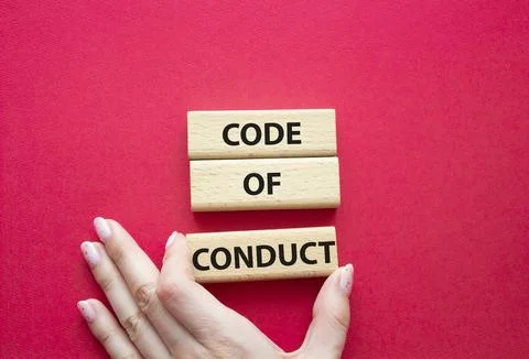 Code of conduct symbol. Wooden blocks with words Code of conduct. Beautiful.. Stock-Fotos