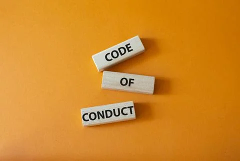 Code of conduct symbol. Wooden blocks with words Code of conduct. Beautiful.. Foto stock