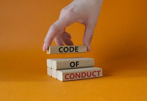 Code of conduct symbol. Wooden blocks with words Code of conduct. Beautiful.. Stock-Fotos