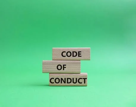 Code of conduct symbol. Wooden blocks with words Code of conduct. Beautiful.. Stock-Fotos