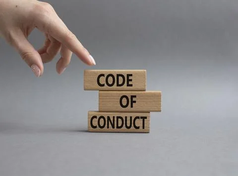 Code of conduct symbol. Wooden blocks with words Code of conduct. Beautiful.. Stock-Fotos
