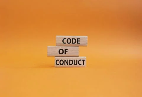 Code of conduct symbol. Wooden blocks with words Code of conduct. Beautiful.. Stock-Fotos